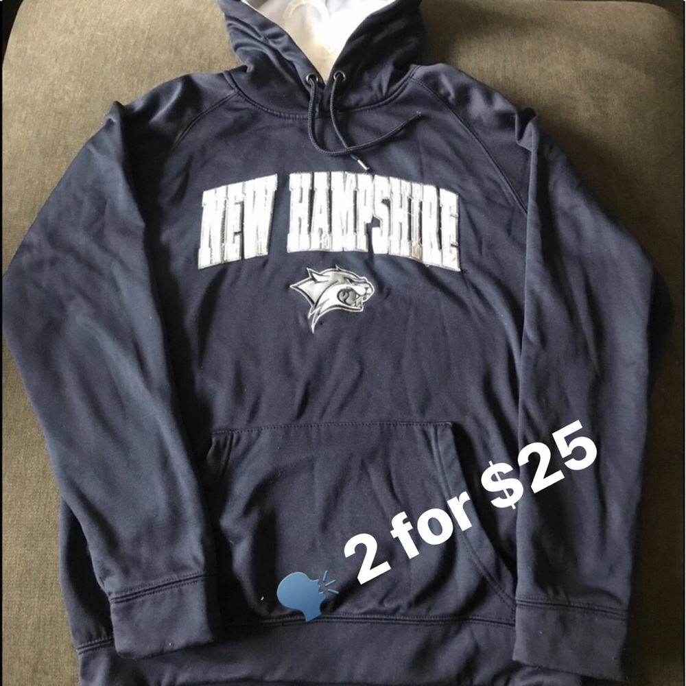 “New Hampshire” dark blue men’s large hoodie